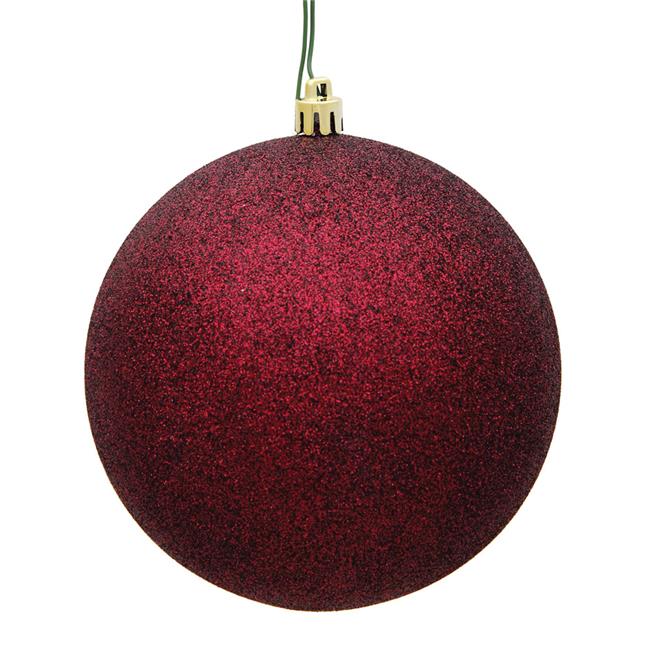 Vickerman N591065DG 4 in. Burgundy Glitter Christmas Ornament Ball - 6 per Bag