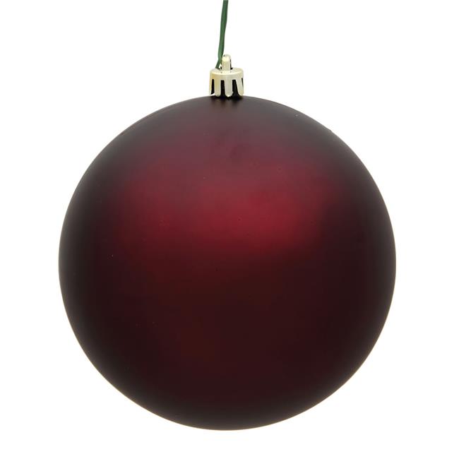 Vickerman N592065DMV 8 in. Burgundy Matte UV Drilled Cap Christmas Ornament Ball