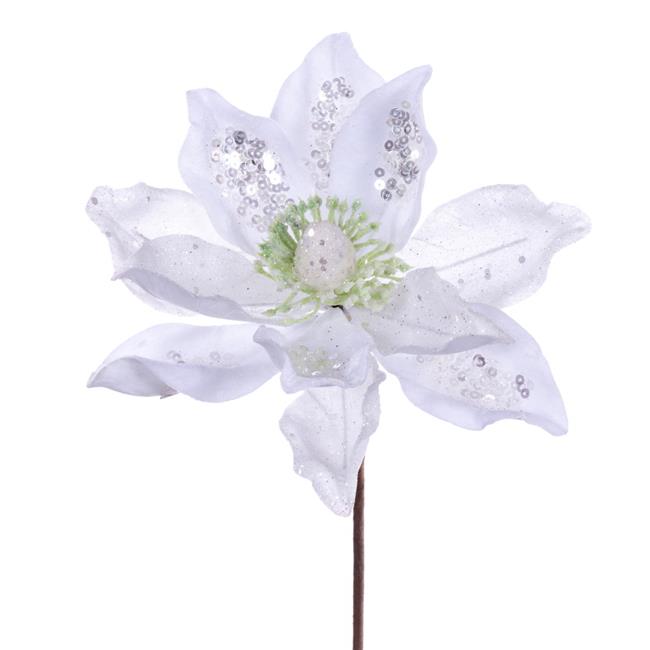 Vickerman QG211001 15 in. Artificial Deluxe Magnolia Christmas Stem  White - ...