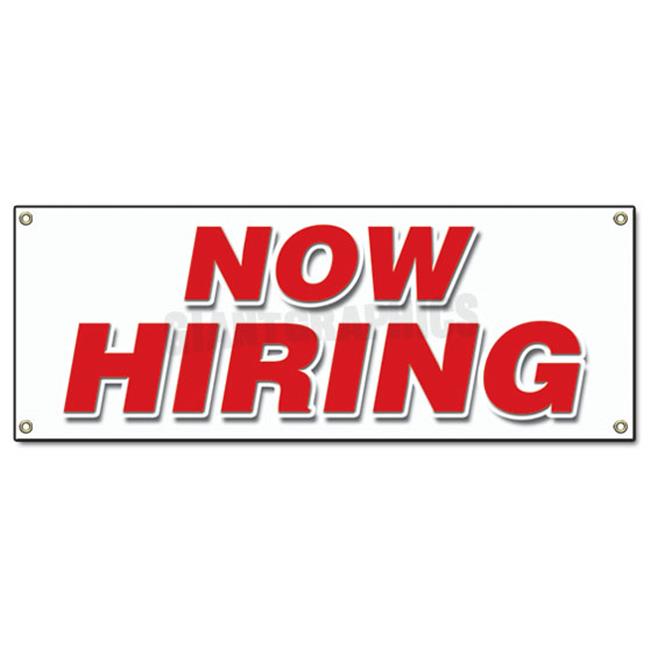 SignMission B-72 Now Hiring 24 x 72 in. Now Hiring Banner Sign