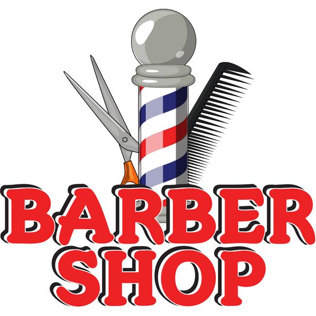SignMission 36 in. Barber Shop Concession Decal Sign with Cart Trailer Stand ...