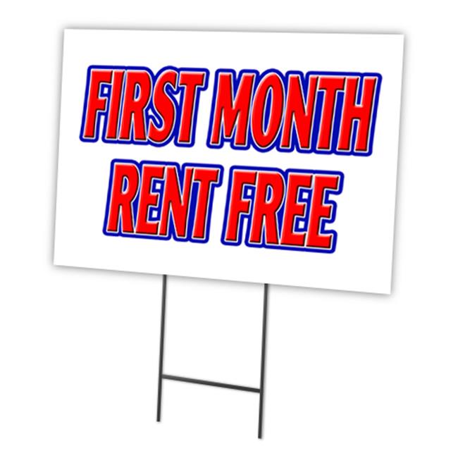 SignMission C-1216 First Month Rent Free 12 x 16 in. Outdoor Plastic Window Y...