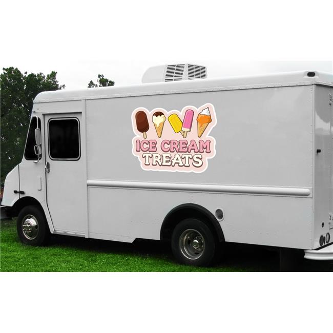 SignMission 8 in. Ice Cream Treats Concession Decal Sign - Cart Trailer Stand...