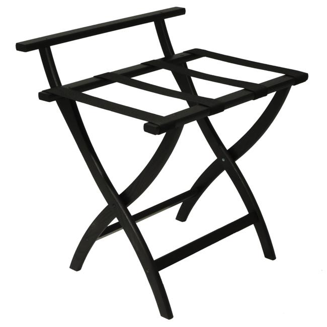 Wooden Mallet LR4-BKBLK Wall Saver Luggage Rack with Black Straps - Black