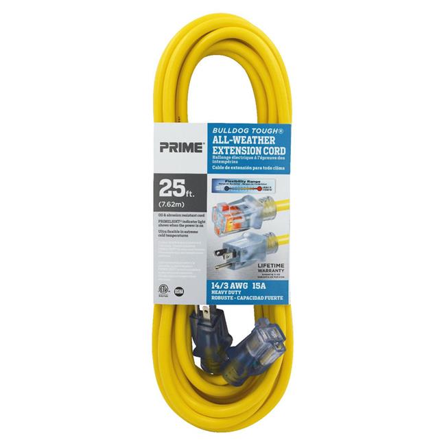 Prime Wire & Cable LT511725 25 ft. 14 by Gauge 3 SJTOW Bulldog Extension Cord