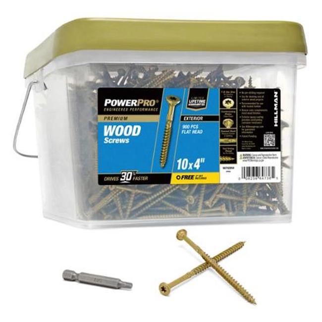 Hillman Fasteners 967828V4 Power Pro Exterior Wood Screws - No.10 x 4 in.