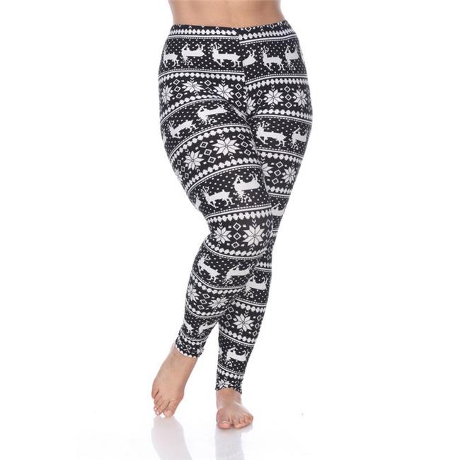 White Mark PS210-196 Plus Size Printed Leggings  Black & White
