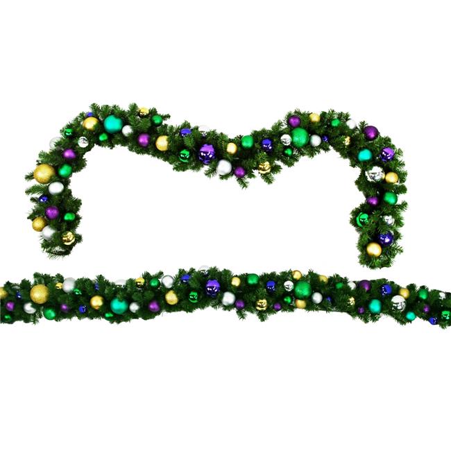 9 ft. Sequoia Decorated with The Mardi Gras Ornament Collection Pre-Lit with ...