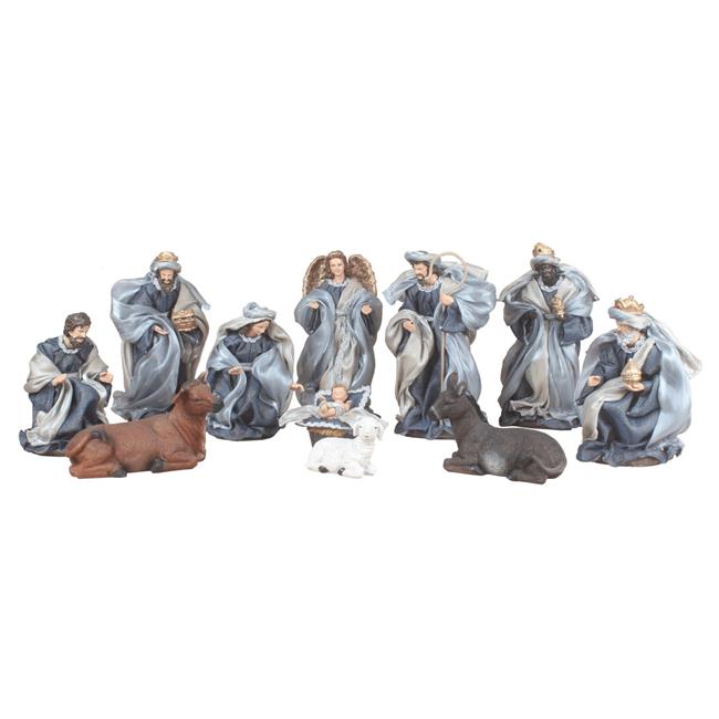 Queens of Christmas QC-NAT-FB-08-BL 8 in. Fabric Nativity Set  Blue - 11 Piece